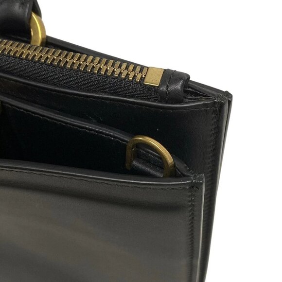 Auth Salvatore Ferragamo Gancini DH-21H995 Black Leather Handbag - Picture 14 of 16